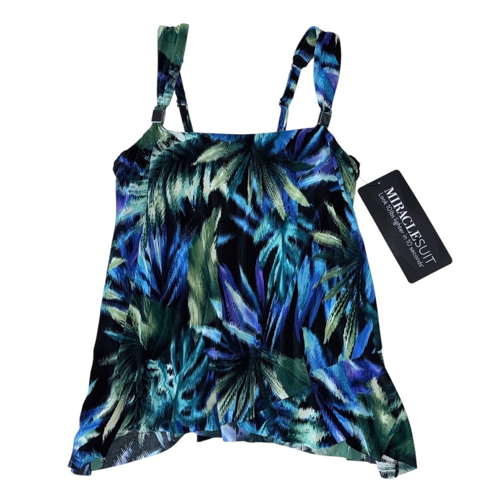 Miraclesuit Size Womens Size 8 Dazzle Tankini Blue Green Bandini NWT